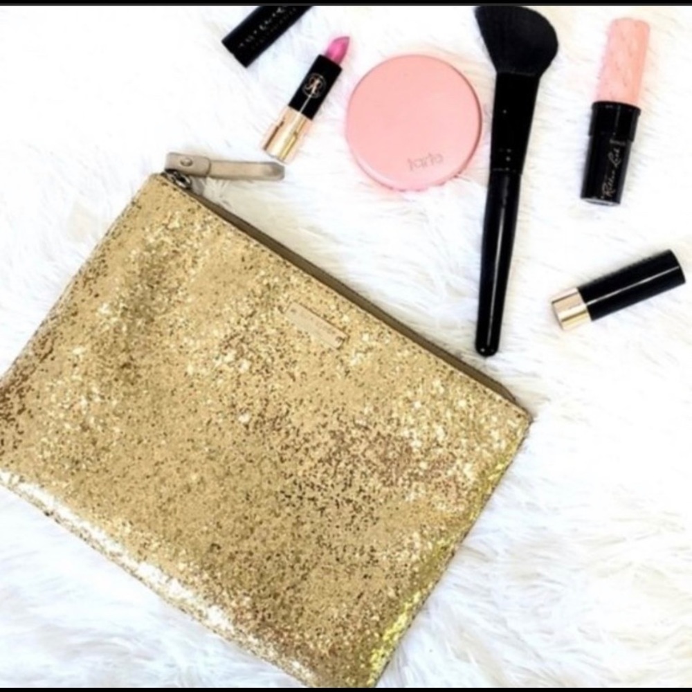 Kate Spade Gia Gold Glitter Pouch Cosmetic Bag